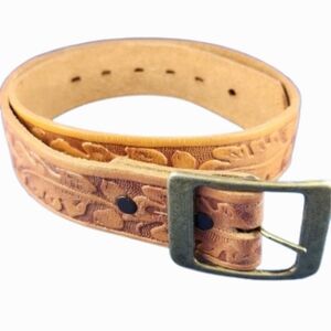 VTG Caruvan 531 Tooled Oak and Acorn Genuine Leather Western Belt (28)
